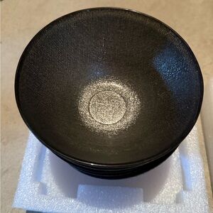 Gorgeous dark glittery grey bowls set of 6 great used condition no defects